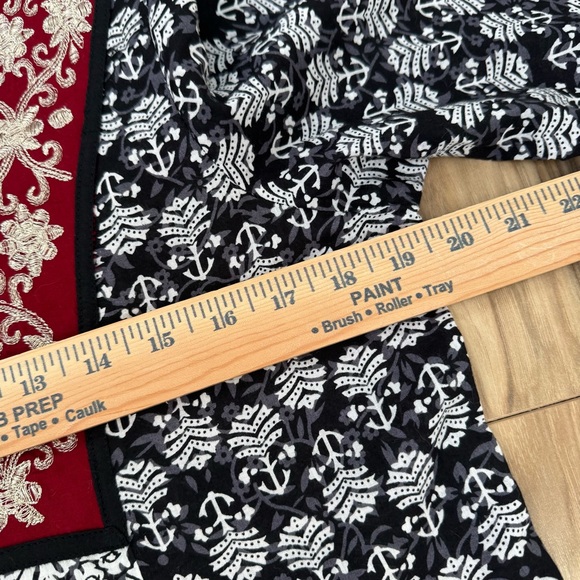 Srishti Womens Large Black & Red Indian Kurti Tunic Dress Metallic Embroidery - Picture 10 of 13